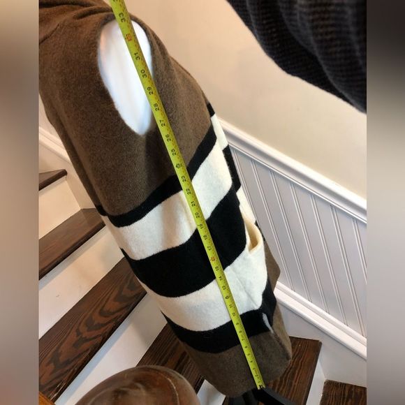 Color Block Long Thick Sleeveless Cardigan Sweater Vest Shawl Collar & Pockets - Picture 12 of 12